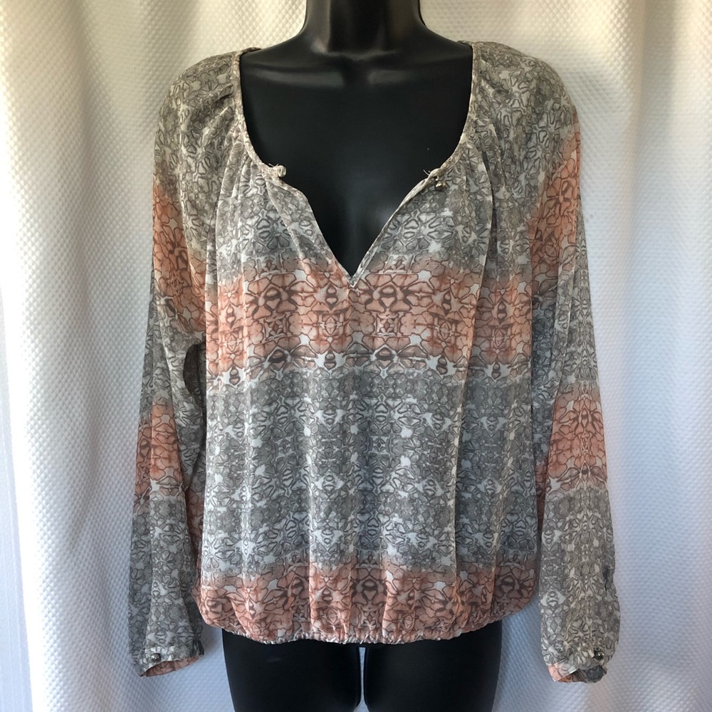 Sanctuary semi sheer gray and peach top S